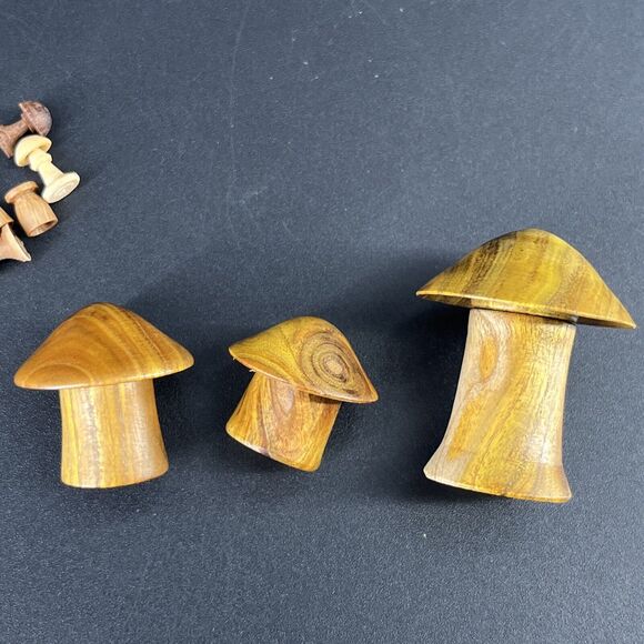 Dollhouse Miniature M Hunt Smoke Bush Wood Lidded Mushroom Jars New Zealand Set - Picture 7 of 16